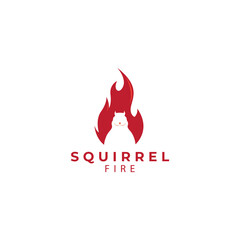 squirrel with fire tail logo design vector icon illustration