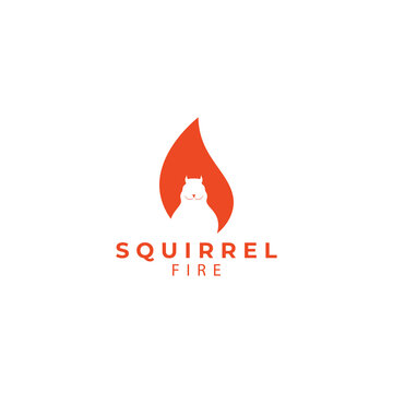 squirrel  squirrel tail  fire logo design vector icon illustration