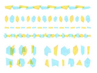 水彩風　ジオメトリックパーツのベクター背景・ライン素材セット　塩レモン