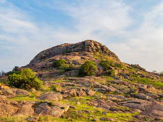 Sunny view of the landscape around Wichita Mountains Wildlife Refuge