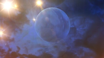blue fantasy moon in galaxy stars shining dark night dark 3d illustration