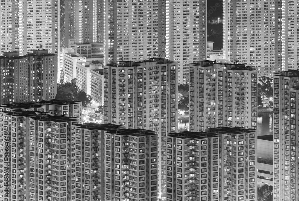 Wall mural high rise residential building in hong kong city