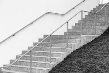 Stairway of modern architecture in black and white