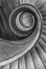 Interior of modern spiral staircase. Contemporary architecture abstract background