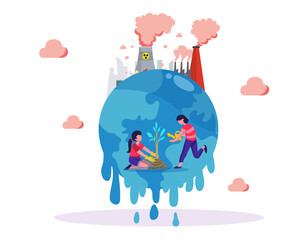 Conserving the environment by planting trees to absorb carbon dioxide. It will help reduce the air pollution caused by the factory. make the world green