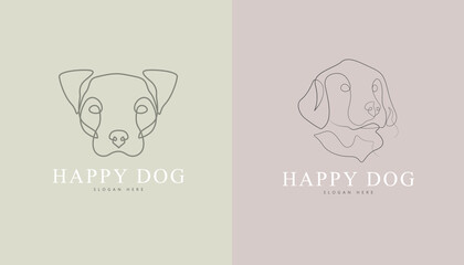 Happy Cute Abstract Dog Line Drawing Logo And Symbol Vector Illustration