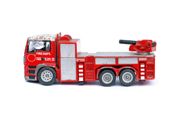 old toy fire engine broken and damaged