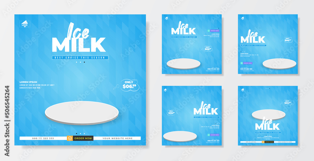 Wall mural ice milk promotion sale template for social media post