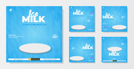 Ice milk promotion sale template for social media post
