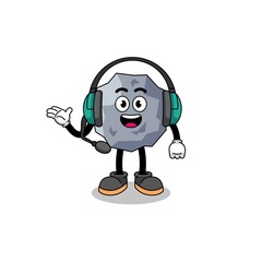 Mascot Illustration of stone as a customer services