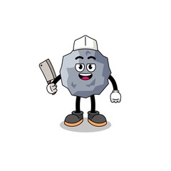 Mascot of stone as a butcher