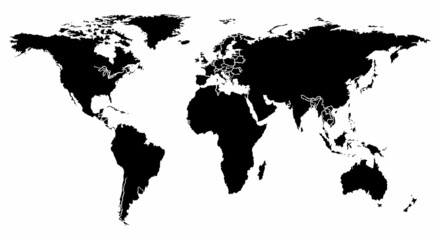 Obraz premium world map black silhouette isolated vector geographic template
