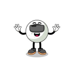 Illustration of rice ball with a vr headset