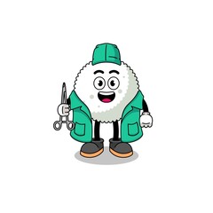 Illustration of rice ball mascot as a surgeon