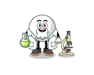 Mascot of rice ball as a scientist