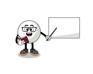 Mascot cartoon of rice ball teacher