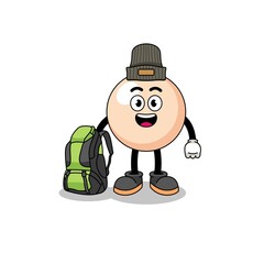 Illustration of pearl mascot as a hiker