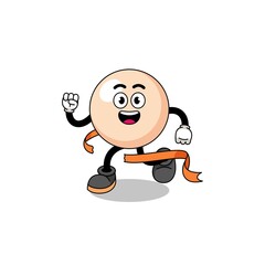 Mascot cartoon of pearl running on finish line