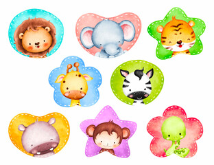 Set of Baby Safari Animal Sticker