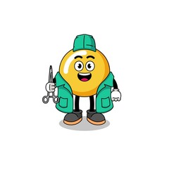 Illustration of egg yolk mascot as a surgeon
