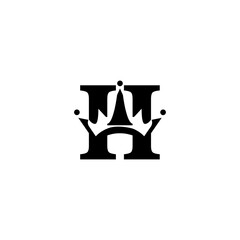 letter H logo template king crown illustration vector design