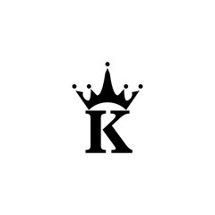 letter K logo template king crown illustration design vector