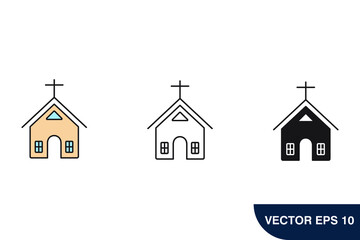 church building icons  symbol vector elements for infographic web
