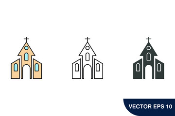 church building icons  symbol vector elements for infographic web