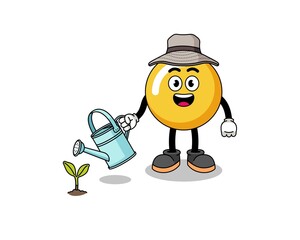 Illustration of egg yolk cartoon watering the plant