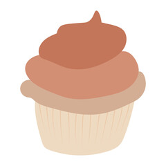 Illustration of a cupcake on a white background. Vector illustration. Postcard