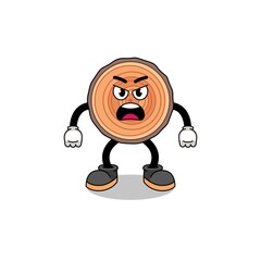 wood trunk cartoon illustration with angry expression