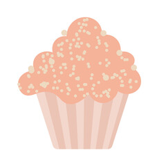 Illustration of a cupcake on a white background. Vector illustration. Postcard