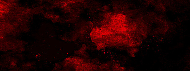 Red watercolor ombre leaks and splashes texture on white watercolor paper background, Old wall texture cement black red background abstract dark color design are light with white gradient background.