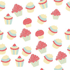 Vector seamless pattern with candies. Sweet candy and cookie holiday background for birthday party. Girls backdrop