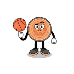 wood trunk illustration as a basketball player