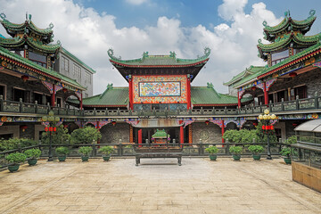 Obraz premium Foshan city, Guangdong, China. Fengjian Water Township (Fengjian Village).The village has a long history and features historic sites throughout. Juemiao Buddhist Monastery. 