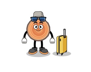 wood trunk mascot doing vacation