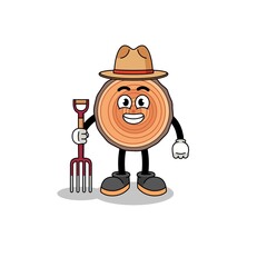 Cartoon mascot of wood trunk farmer