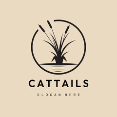 cattails vintage logo, icon and symbol, with emblem vector illustration design