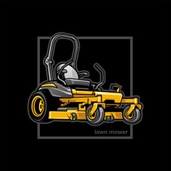 lawn mower illustration vector in black background - obrazy, fototapety, plakaty