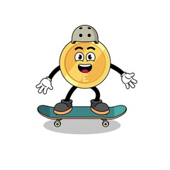 pound sterling mascot playing a skateboard