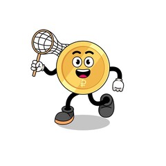 Cartoon of russian ruble catching a butterfly