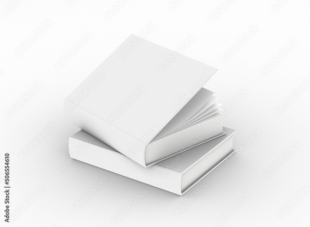 Aufkleber template empty book mockup set white background , 3d rendering.