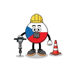 Character cartoon of czech republic working on road construction