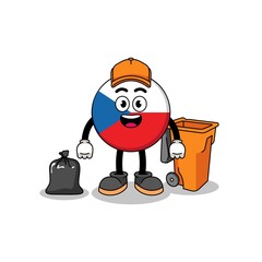 Illustration of czech republic cartoon as a garbage collector