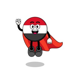yemen flag cartoon with flying superhero