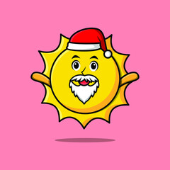 Cute Cartoon mascot character Sun santa claus character christmas in modern design style 