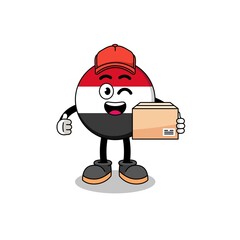 yemen flag mascot cartoon as an courier