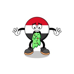 yemen flag mascot cartoon vomiting