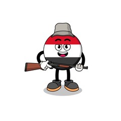 Cartoon Illustration of yemen flag hunter